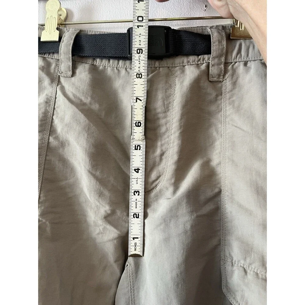 The North Face Cargo Hiking Shorts Mens Small Khaki Nylon Belted Outdoor